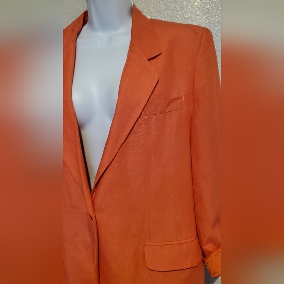 The Limited Coral Linen Blend Relaxed Oversized Notched Blazer Jacket Size Small - Picture 6 of 10